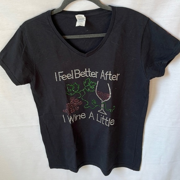 Bling Tee Black Drink Wine - Picture 1 of 7